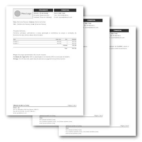 Modelo de Orçamento<br>Comercial Básico