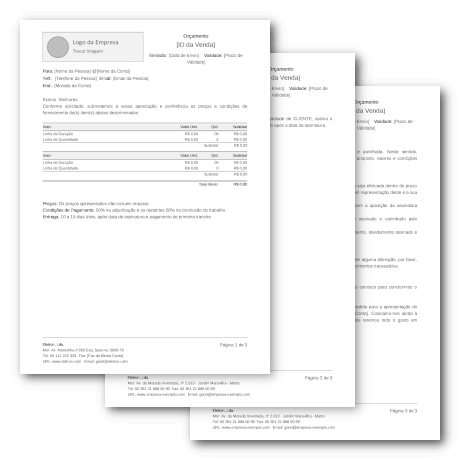Modelo de Orçamento<br>Comercial Simples
