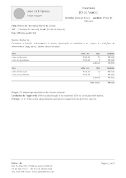 Modelos de Proposta - Modelo de Orçamento<br>Comercial Simples